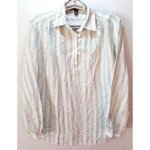 Chaps Denim Popover Tunic Women's Shirt Top, Medium, Blue White Striped